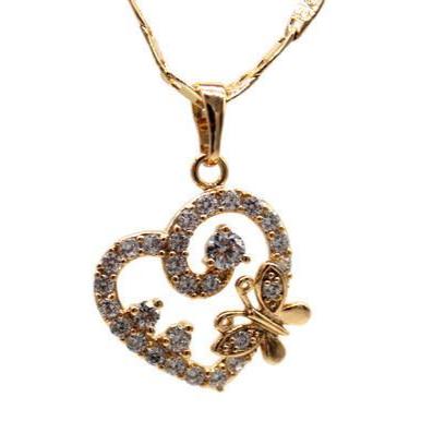 Heart with Butterfly Necklace (24K Gold Filled)