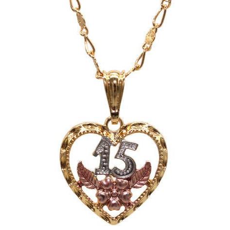 Quinceanera Heart Necklace (24K Gold Filled)