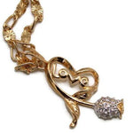 Love Heart with Rose Necklace (24K Gold Filled)
