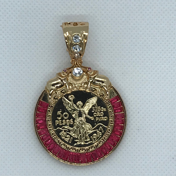 24K Gold Plated Centenario 50 Pesos y Aguila Mexicana - Solo Medalla/Dije