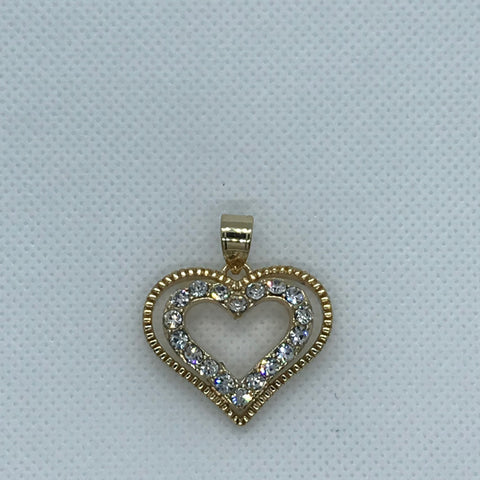 24K Gold Plated Heart with White Rhinestones - Pendant Only
