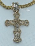 Shinny Large Cross with 24" Necklace (24K Gold Filled)