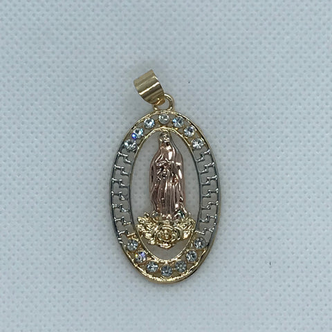 24K Tri Gold Plated Our Lady of Guadalupe - Pendant Only