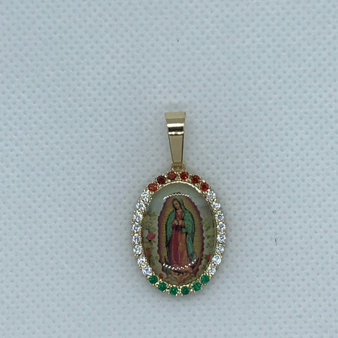 24K Gold Plated Our Lady of Guadalupe Pendant Virgen De Guadalupe Medalla Oro Laminado