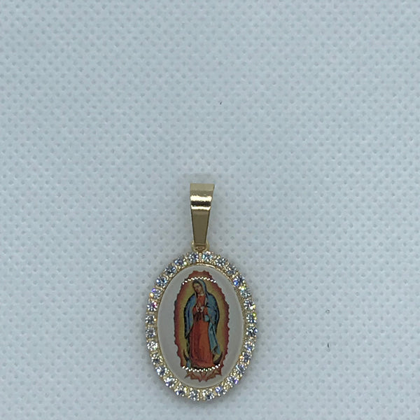 24K Gold Plated Our Lady of Guadalupe Pendant Virgen De Guadalupe Medalla Oro Laminado