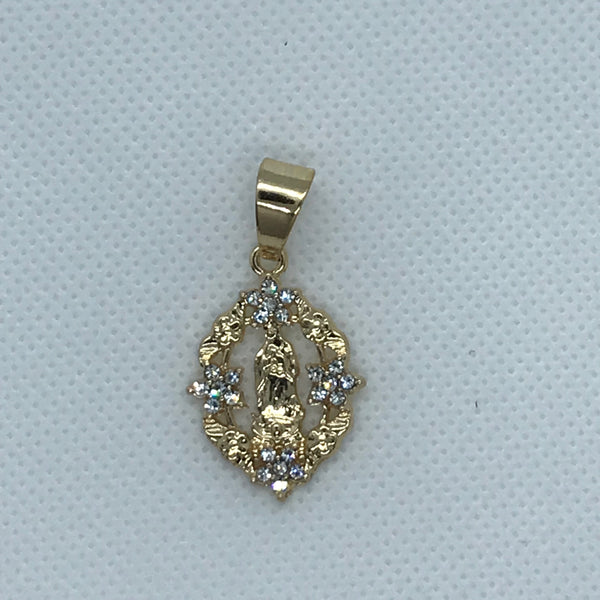 24K Gold Plated Our Lady of Guadalupe Pendant Virgen De Guadalupe Medalla Oro Laminado
