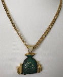 Money Bag Iced Out Pendant with 28" Necklace (14K Gold Finish)