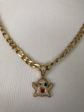 Ghost Iced Out Pendant with 28" Necklace (14K Gold Finish)