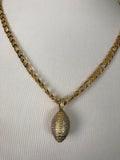Football Iced Out Pendant with 28" Necklace (14K Gold Finish)