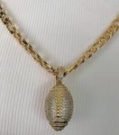 Football Iced Out Pendant with 28" Necklace (14K Gold Finish)