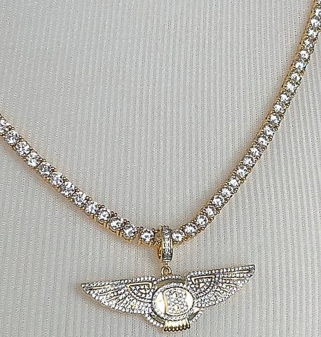 Bentley Pendant with Necklace (14K Gold Finish)