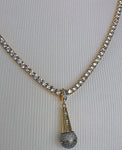 Microphone Iced Out Pendant with Necklace (14K Gold Finish)