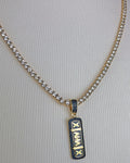 Xanax Bar Iced Out Pendant with Necklace (14K Gold Finish)
