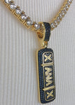 Xanax Bar Iced Out Pendant with Necklace (14K Gold Finish)