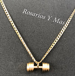 Dumbbell Pendant with Necklace (24K Gold Plated)