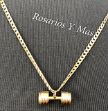 Dumbbell Pendant with Necklace (24K Gold Plated)