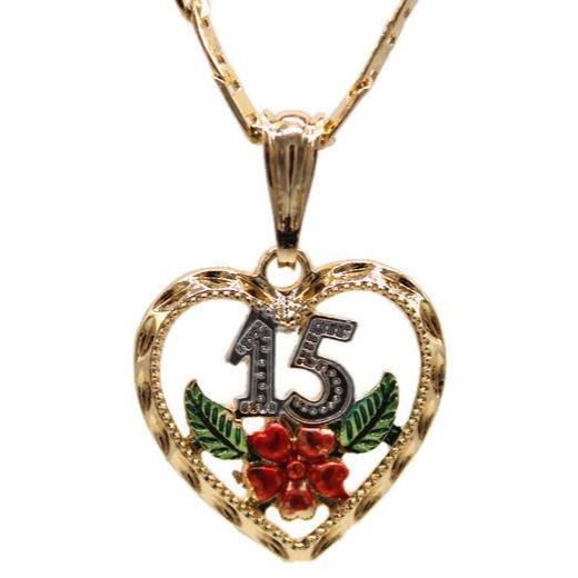 Quinceanera Heart Necklace (24K Gold Filled)