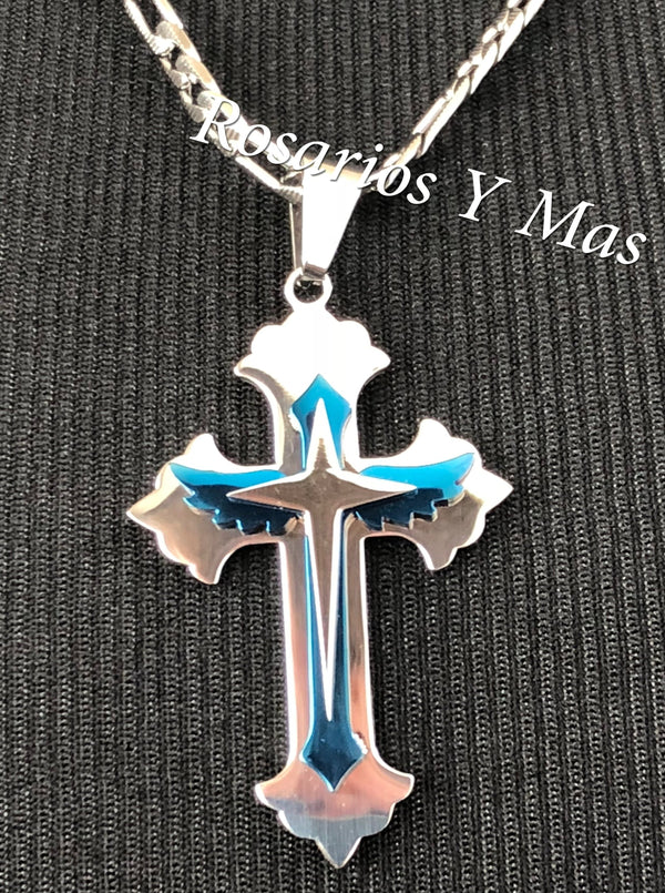 Cross with 24" Necklace (24K White Gold Plated)