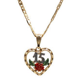 Quinceanera Heart Necklace (24K Gold Filled)