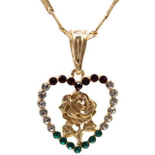 Rose in Heart Necklace (24K Gold Filled)