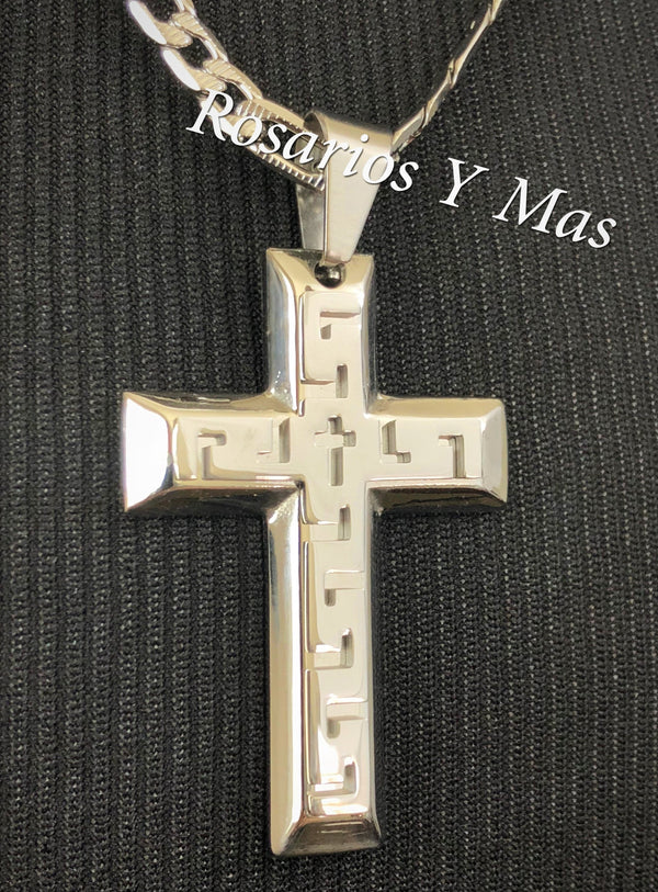 Cross with 24" Necklace (24K White Gold Plated)