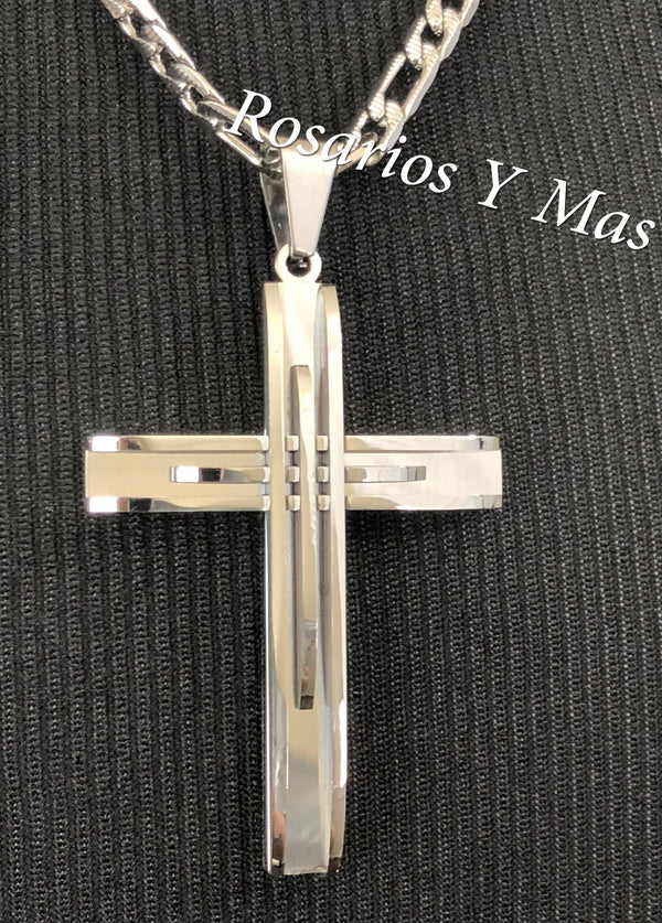 Cross with 24" Necklace (24K White Gold Plated)