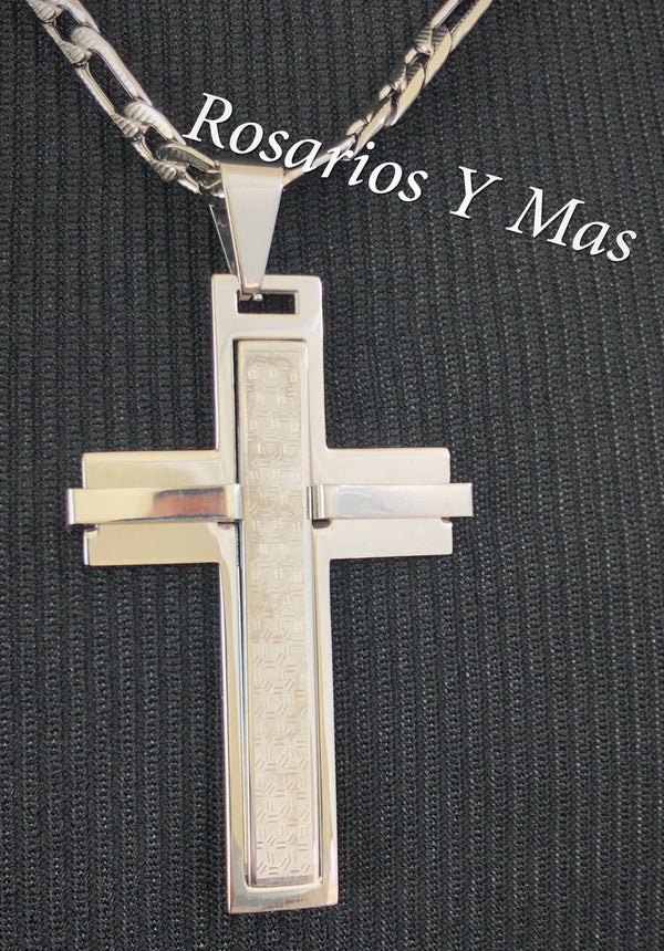 Cross with 24" Necklace (24K White Gold Plated)