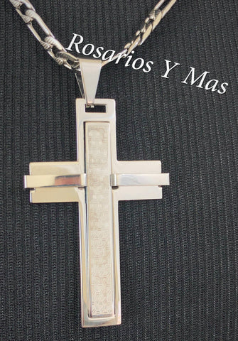Cross with 24" Necklace (24K White Gold Plated)