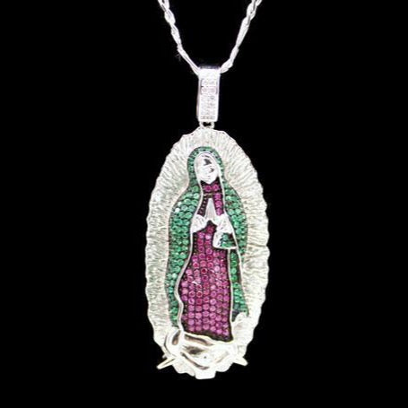 Our Lady of Guadalupe with Necklace (Solid.925 Silver)