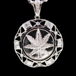 Large Round Weed with Necklace (Solid.925 Silver)