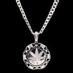 Large Round Weed with Necklace (Solid.925 Silver)