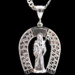 Santa Muerte Horseshoe with Necklace (Solid.925 Silver)