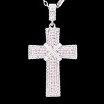 Pink Cross with Necklace (Solid.925 Silver)