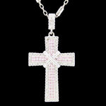 Pink Cross with Necklace (Solid.925 Silver)