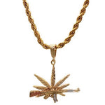 AK47 Riffle Marijuana Necklace (24K Gold Filled)