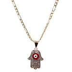 Red Evil Eye Hamsa Hand Necklace (24K Gold Filled)
