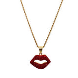 Red Lips Necklace (24K Gold Filled)