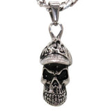 Skull with Hat Necklace (Stainless Steel)
