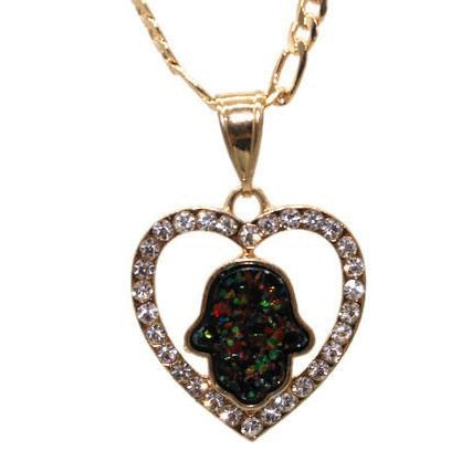 Hamsa Hand Heart Necklace (24K Gold Filled)