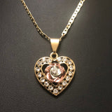 Heart w/ Rose Pendant with Necklace (24K Gold Filled)