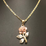 Multi Gold Rose Pendant with Necklace (24K Gold Filled)