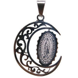 Our Lady of Guadalupe Moon Necklace (24K White Gold Filled)