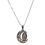 Our Lady of Guadalupe Moon Necklace (24K White Gold Filled)
