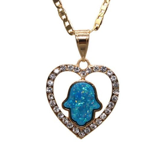 Hamsa Hand Heart Necklace (24K Gold Filled)