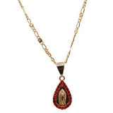 Our Lady of Guadalupe Tear Drop Necklace (24K Gold Filled)