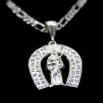 Santa Muerte Horseshoe with Necklace (Solid.925 Silver)
