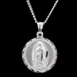 Our Lady of Guadalupe and Sacred Heart of Jesus with Necklace (Solid.925 Silver)