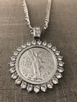 50 Pesos and Mexican Eagle Centenario- only Pendant (24K White Gold Plated)