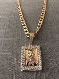 Jesus Malverde with 26" Necklace - Malverde con Cadena de 26" (24K Three Gold Filled)