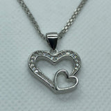 Hearts with 18" Necklace (.925 PURE SILVER)